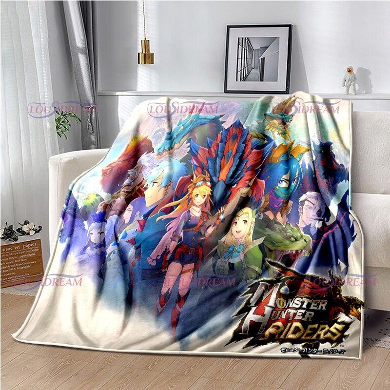 Monster Hunter Stories Soft Flannel Blanket Cartoon Blanket for All Seasons Warm Cozy Fluffy Blanket for Sofa Bed Living Room