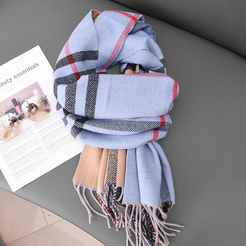 Autumn And Winter Cashmere Long Scarf British Babag Fashion Scarf Neck Protection Warm Soft Waxy Color Matching Shawl