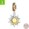 Silver Ziyun Golden Sunburst DIY Bracelet Pendant - Starburst S925 Silver Beaded Jewelry (SCC2210)