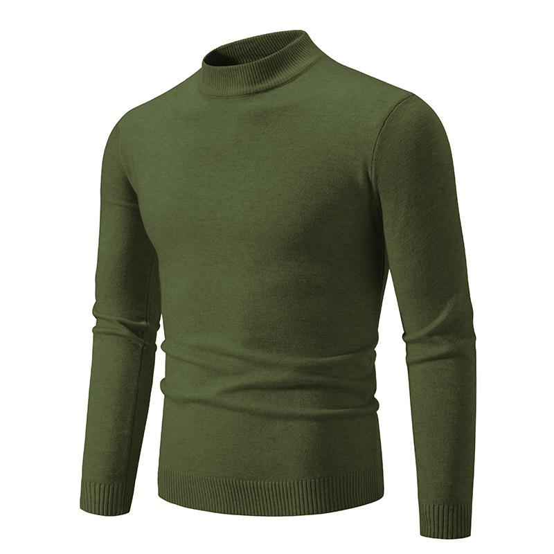 New Autumn And Winter Men'S Semi-Turtleneck Casual Knitted Slim-Fit Solid-Color Sweater Men'S Bottoming Shirt