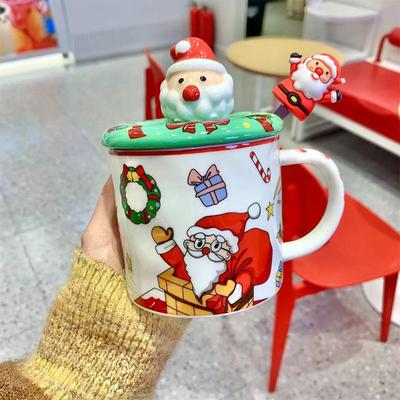 Творческая мультяшная чашка Санта-Клауса Керамические кофейные чашки Рождественский праздничный подарок Расписанная вручную чашка для воды Сувенирная кружка Посуда для питья