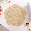 1pc Floral European-style Placemats PVC Hollow Bronzing Table Mats Hotel Thermal Insulation Non-slip Coffee Coasters Steak Plate Mats