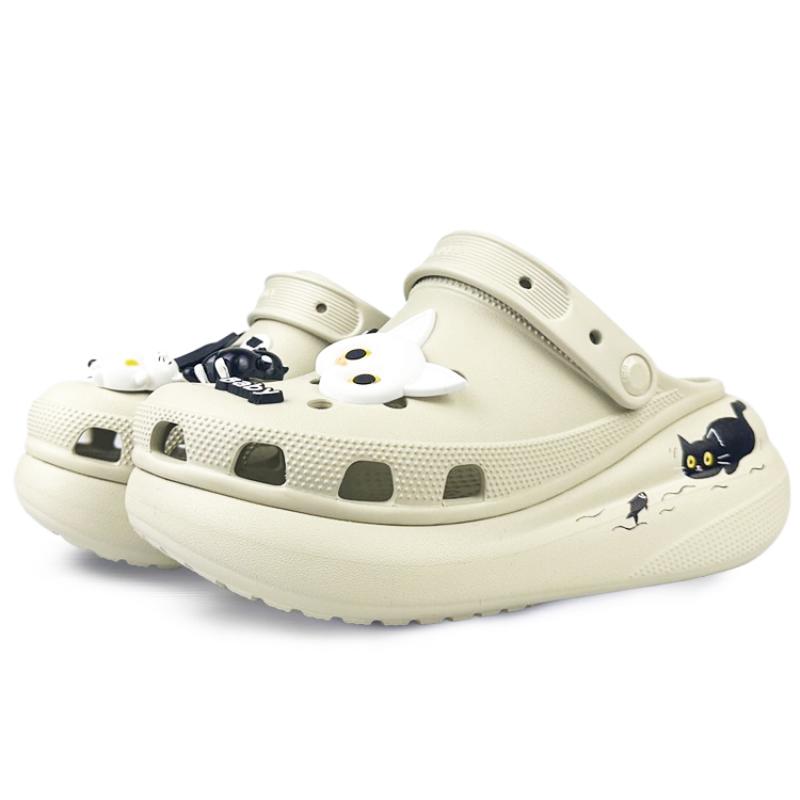 Crocs Crush Clog BNK Kitten Funny Fish Naughty Cute Cute Snoring Gift Box Hole Shoes Unisex Black and White