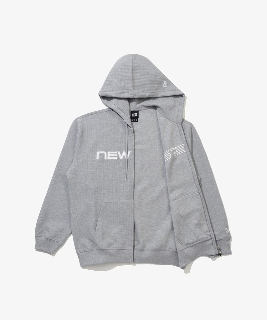 New Era Waffle Hooded Zip-Up Jacket Heather Grey 14954614