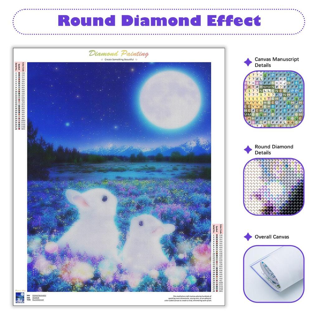 5D Diamond Painting Rabbit Moon Diamond Embroidery Animal Full Round Picture Of Rhinestone Diamond Mosaic Home Decoration 30x40cm