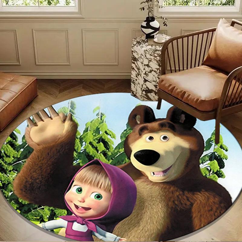 Bear In Spring Round Rug for Livingroom,Bedroom, Palyroom, Chair Rug, Area rug, Circle Carpet, Large Size Fan Christmas gift