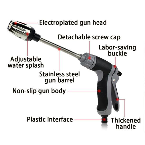 Мойка высокого давления Ручной разбрызгиватель высокого давления со шлангом Распылитель воды под давлением для мытья автомобилей Полив на открытом воздухе Чистка