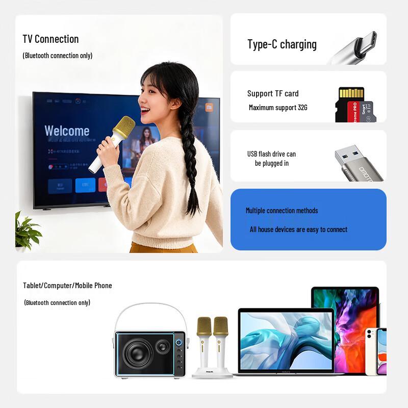 Philips Портативная беспроводная KTV колонка с микрофоном (Китайская версия)