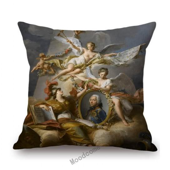 Royal Ancient European Elegant Madame Lady Princess Family Party Portrait Oil Painting Decorative Pillow Sofa Cushion Cover