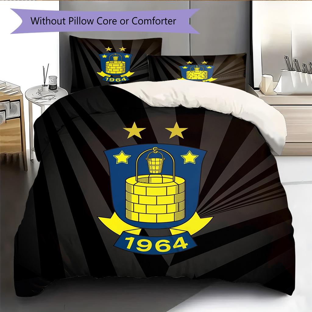 Brøndby IF Pattern Bedding Quilt Set Home Decoration Gift (1 * duvet cover + 2 * pillowcase without core)