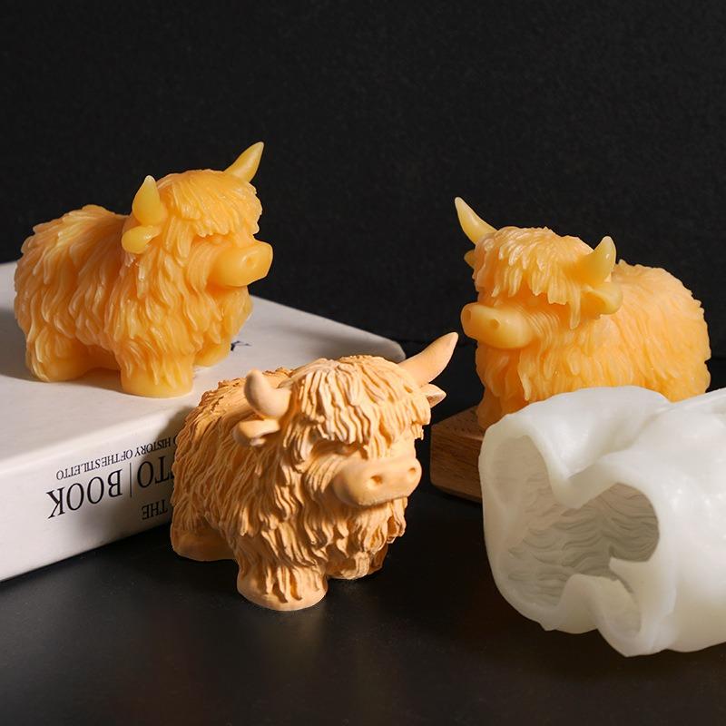 Animal Resin Molds Highland Cow Shaped Silicone Mold Reusable Mould Cake Jelly Soap Gummy Wax Candy Candle Ice Snack Baking
