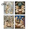 Spiritual Wall Display Nativity Faux Pearl Art Kit, Holy Family Painting DIY Crafting Supplies for Home 3D Religious Craft Set Adults, Christmas Decor