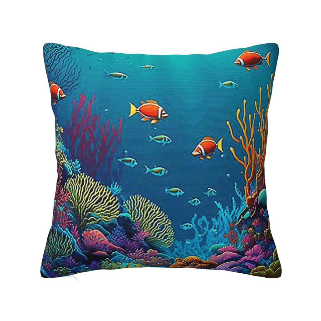 Tropical Fishes Corals And Corals And Tropical Fish Square Pillowcase Cushion Cover Pillow Case Throw Pillow Cover for Home Sofa