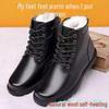 Men's Winter Leather Snow Boots with Velvet Lining, High Top, Genuine Leather, Outdoor Martin Style