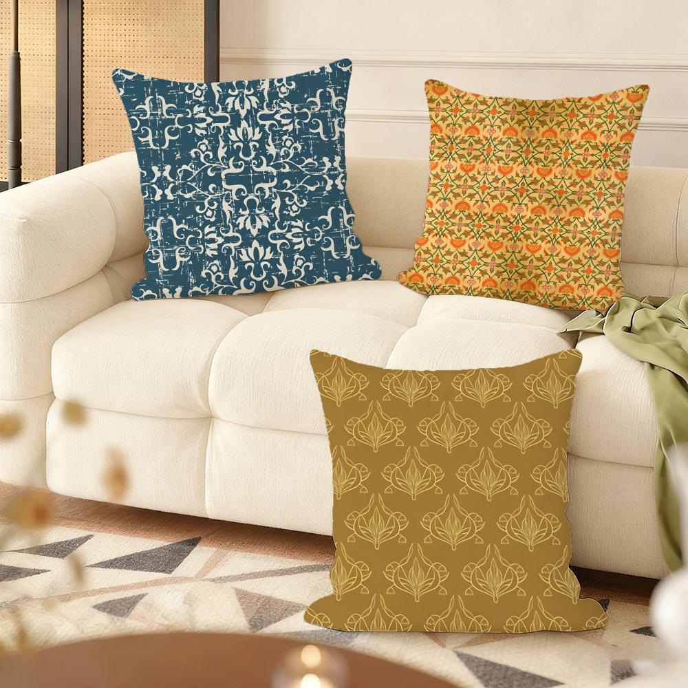 Vintage Washed Style Pattern Cushion Cover Soft Short Plush Pillow Cover Smooth Cozy Texture Aesthetic Cushion Case Home Decor