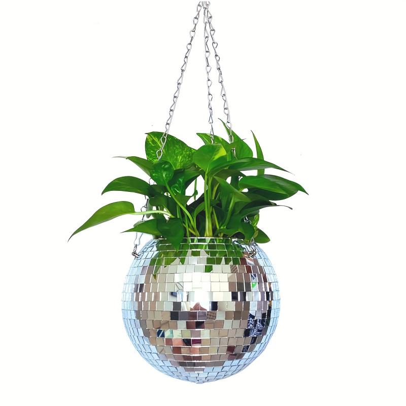 1 шт. Уникальный ручной работы подвесной кашпо-зеркальный шар диско в богемном стиле - Самополивающийся, экономичный по пространству, стильный домашний декор для