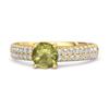 Peridot Double Pavé Band Ring - Sterling Silver Gold Vermeil