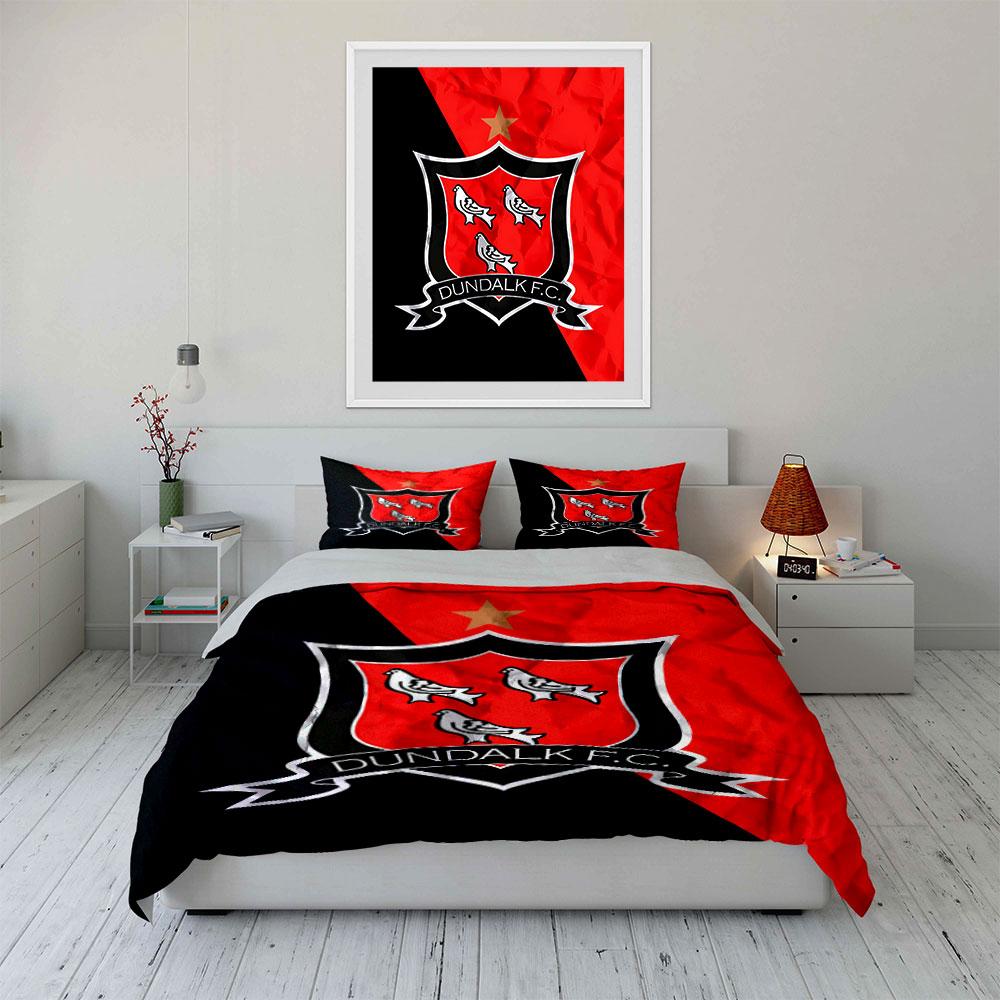 Red and Black Dundalk F.C. Bedding Bedding Duvet Cover Set Duvet Cover Pillowcases (1 * Duvet Cover 2 * Pillowcases, without duvet insert)