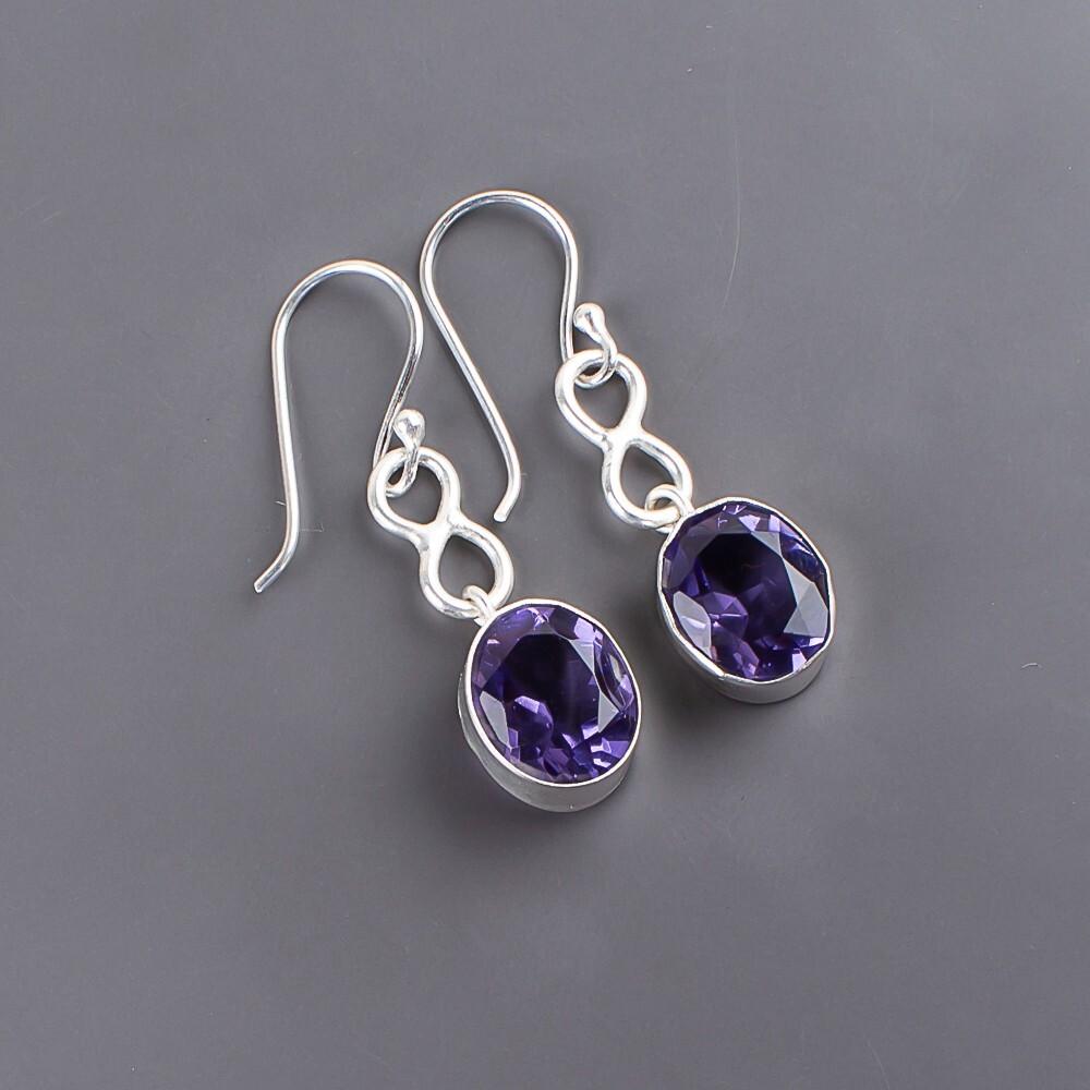 Иолит Драгоценный камень 925 Стерлинговое серебро Ювелирные изделия Серьги 1,60" Подарок на День матери EE-12-7