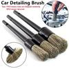 3Pcs Natural Boar Hair Car Detailing Brush Set Soft Bristle Car Cleaning Brush Kits Atuo Tire Wheel Wash Exterior Accessories