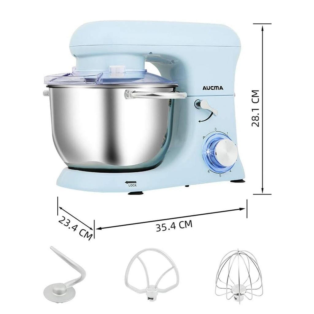 Aucma Stand Large 3 типа низкоскоростного 6-скоростного теста многофункционального настольного миксера для коммерческого использования, емкость 4,5 л, насадки, шум, регулировки,