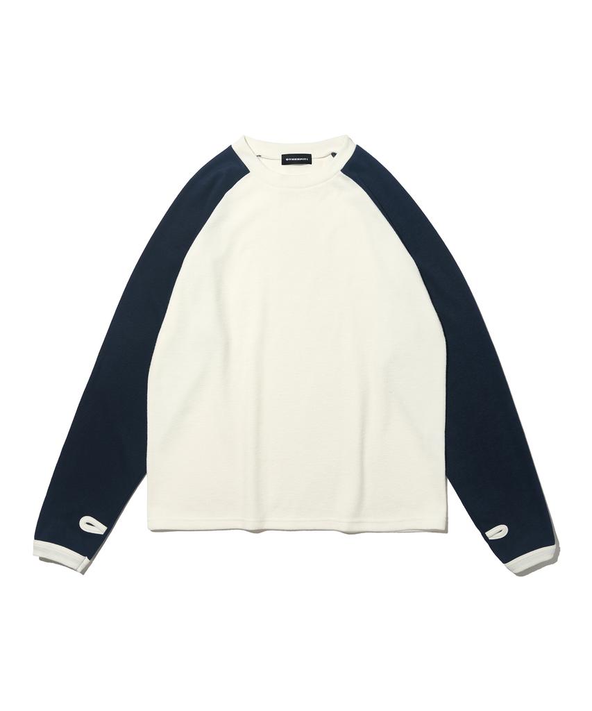 OTHERFITS Layered Two-Tone Raglan Warmer T-Shirt (White/Navy)