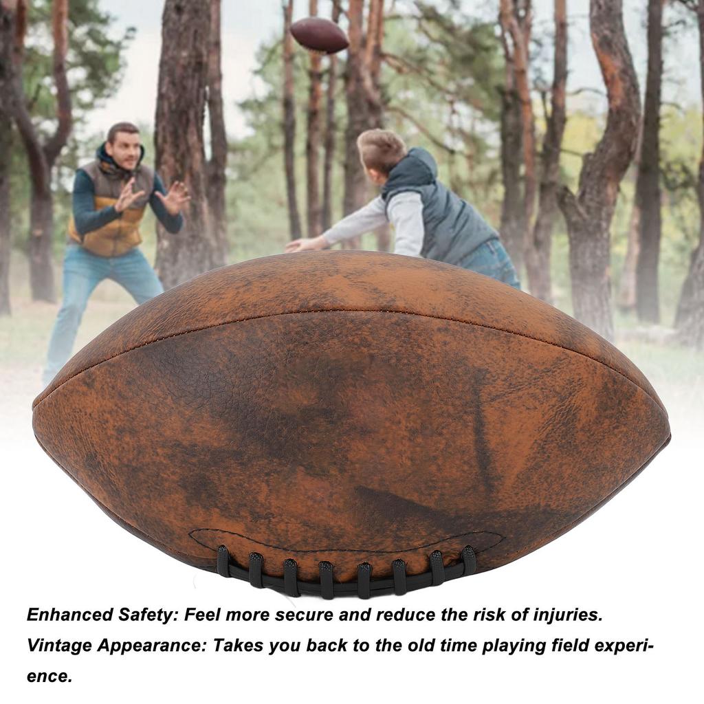 Тренировочный футбол, размер 9, мяч для регби, искусственная кожа, удобная ручка, винтажный дизайн, прочный спортивный футбол для игрового матча