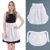 Woman Half Waist Cooking Kitchen Apron Short Lolita Maid Sexy Lace Black White Bib Beauty Flower Coffee Shop Pinafore Home Work
