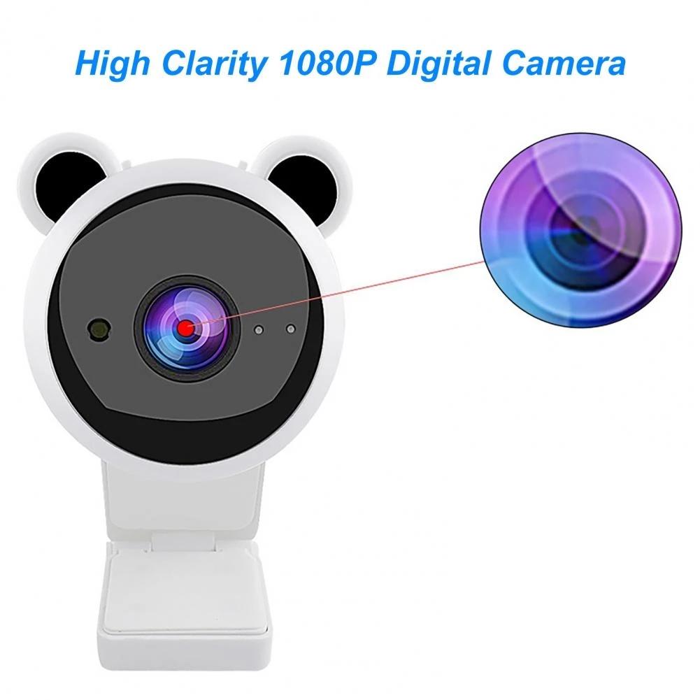 PC Computer Webcam Lovely Cartoon USB High Clarity 1080P Digital Camera Usb Webcam with Mic for Live StreamAA