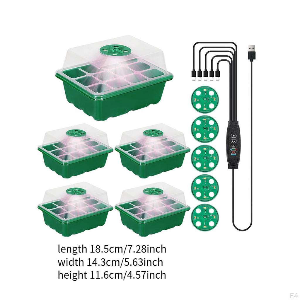 5 комплектов лотков для рассады с подсветкой для растений, регулируемая яркость, садовые принадлежности, многоразовые, практичные