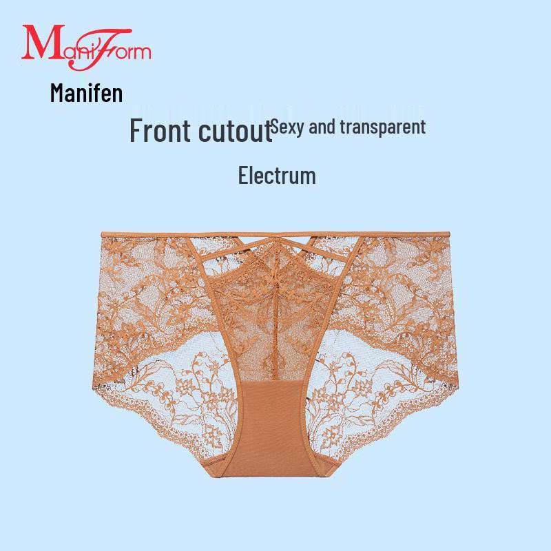 Maniform Women's Sexy Lace Antibacterial Seamless Mid-Low Waist Briefs
