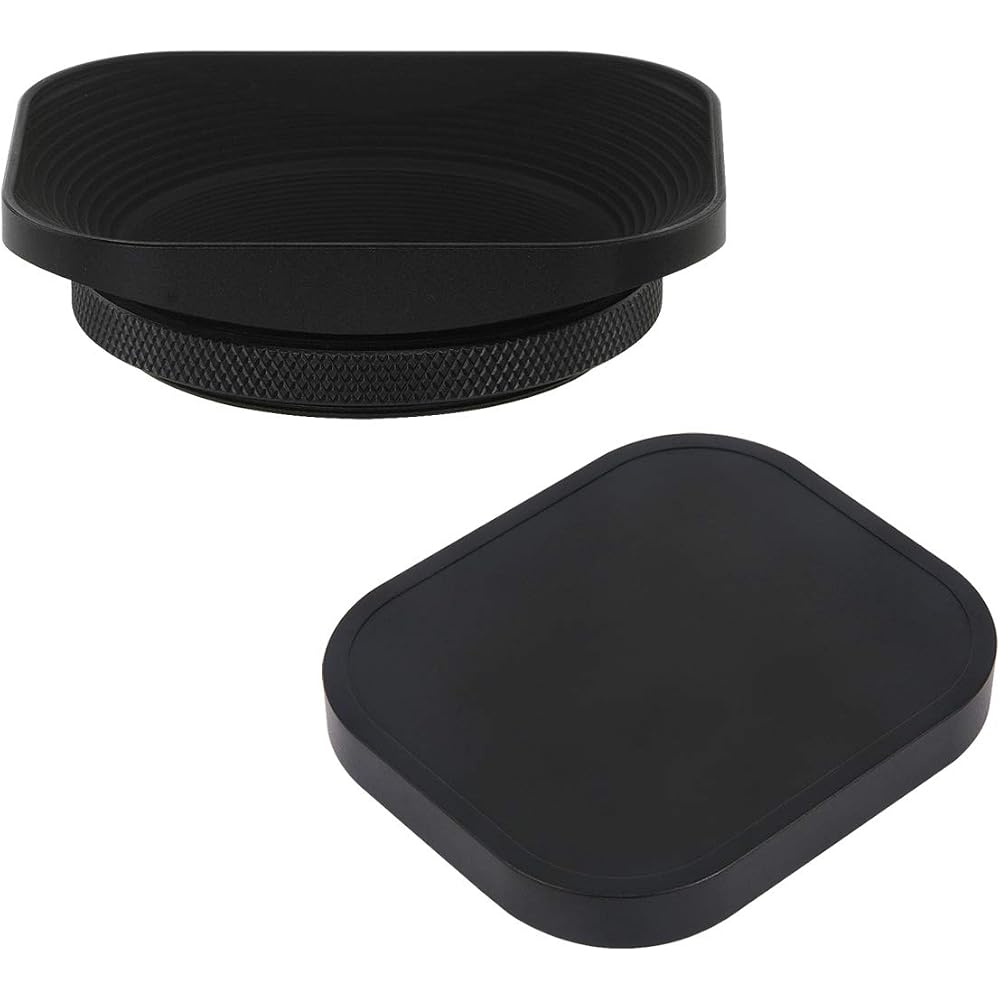 Haoge LH-E2T 49mm Square Metal Screw-In Lens Hood with Cap is compatible with Sony RX1, RX1R, RX1RII cameras and Sony E 20mm f2.8, 28mm f2, 30mm f3.5,
