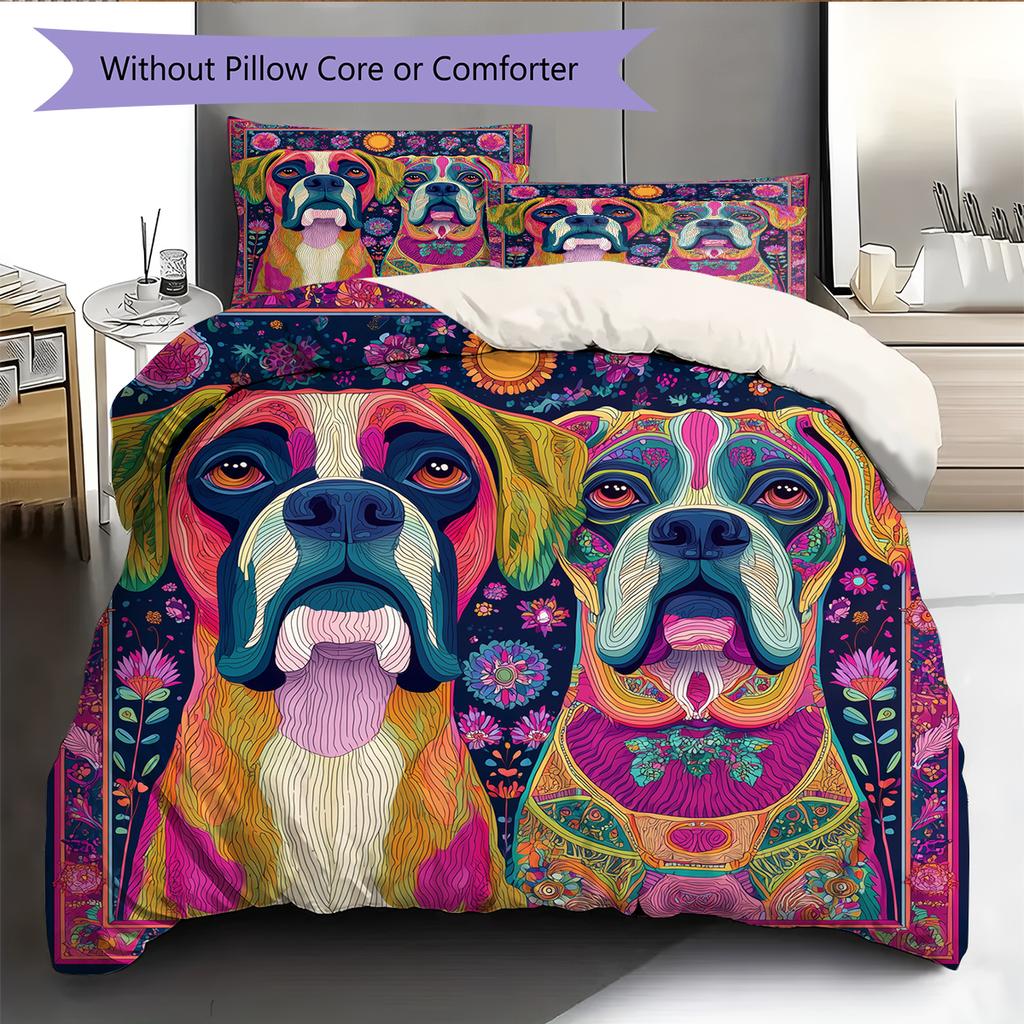 Boxer Pattern Bedding Home Decoration Birthday Gift (1 * duvet cover + 2 * pillowcase, without core)
