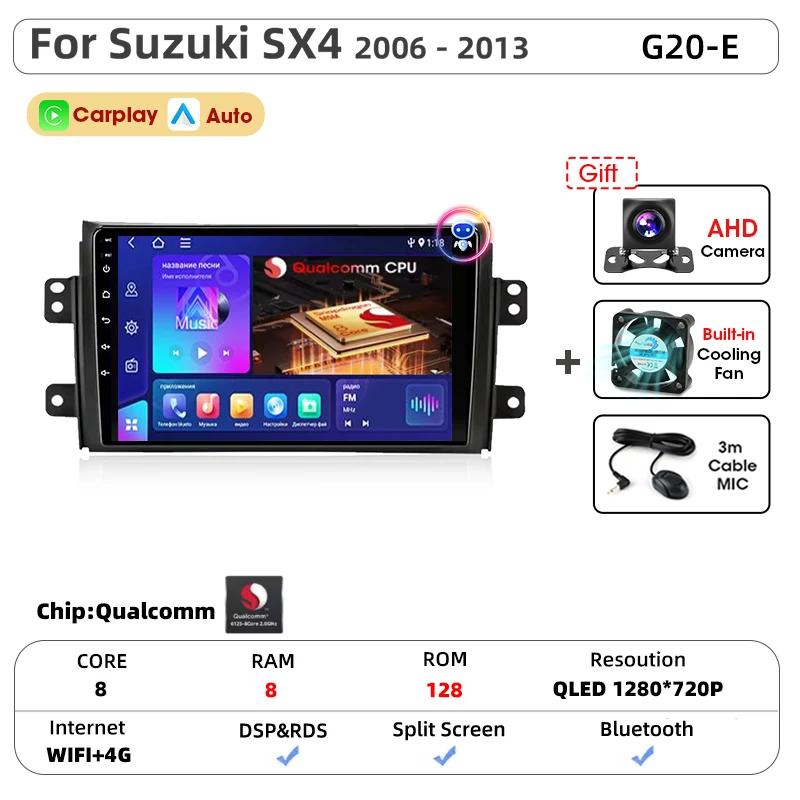 For Suzuki SX4 2006-2013 Fiat Sedici 2005-2014 9 Inch Car Radio GPS Navigation Multimedia Video Player, Wireless Carplay Android Auto Bluetooth 5.4