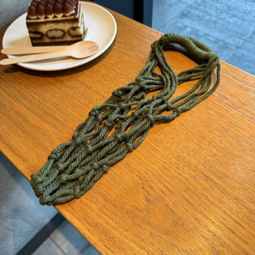 Portable Macrame Water Bottle Holder Hand Woven Cotton Rope Boho Cup Carrier for Coffee & Iced Drinks Outdoor Camping Supplies