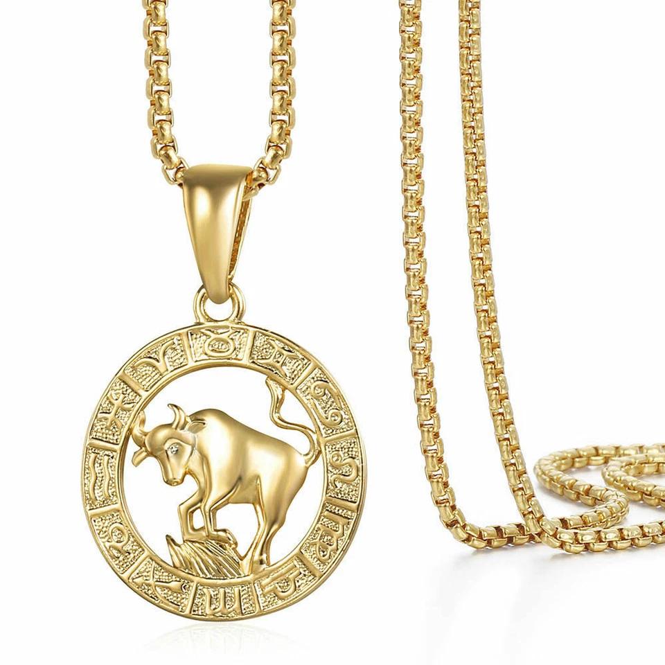 Кулон 12 Знаков Зодиака Ожерелье из нержавеющей стали Женские и мужские украшения Подарочные аксессуары