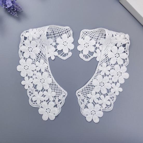 Yousheng 1 Pair Embroidered Collar Women Lace Neckline Hollow Lace Fabric Trim Applique for DIY Sewing Halloween Cosplay
