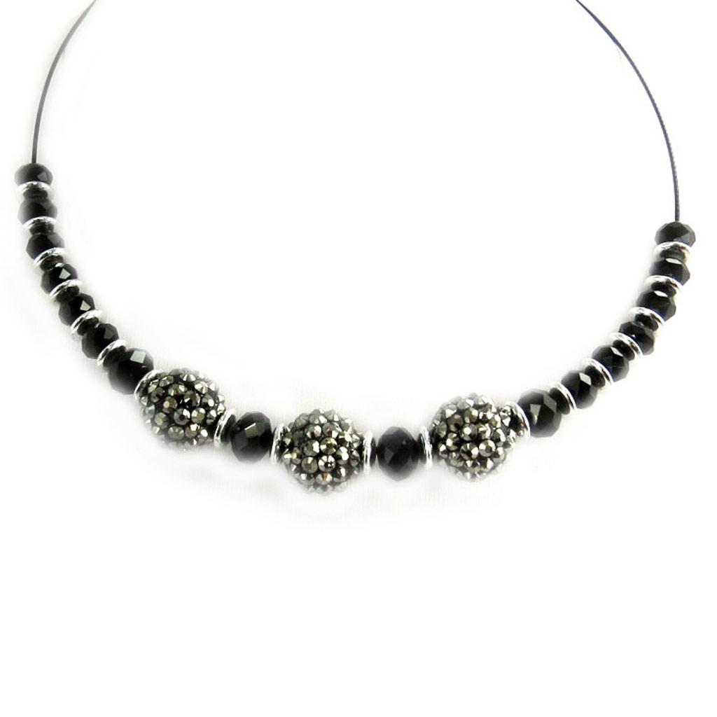 Les Trésors De Lily [M0689] - Black Gray 'Sissi' Cable Necklace