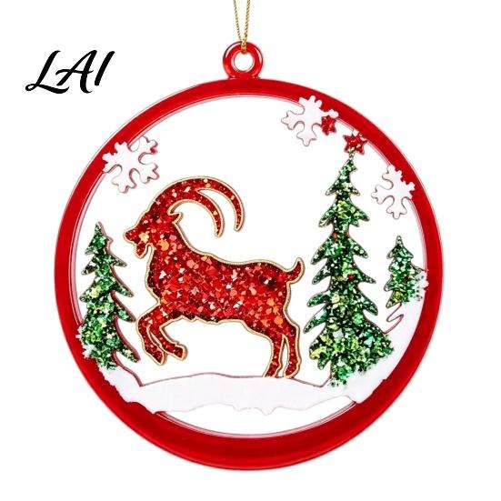 Seasonal Hanging Ornaments for Holidays 2D Flat Acrylic Christmas Ornaments Decorative Holiday Tree Decorations Bright Colored with Lanyard