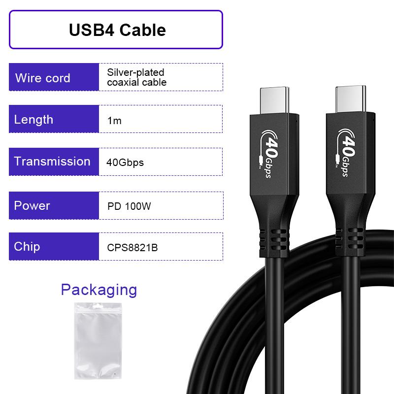 ULT-unite Coaxial Type 4K 144Hz 0.2m 0.8m 1m 40Gbps USB4 Braided Type-C USB Cable 240W Fast Charging with Certified