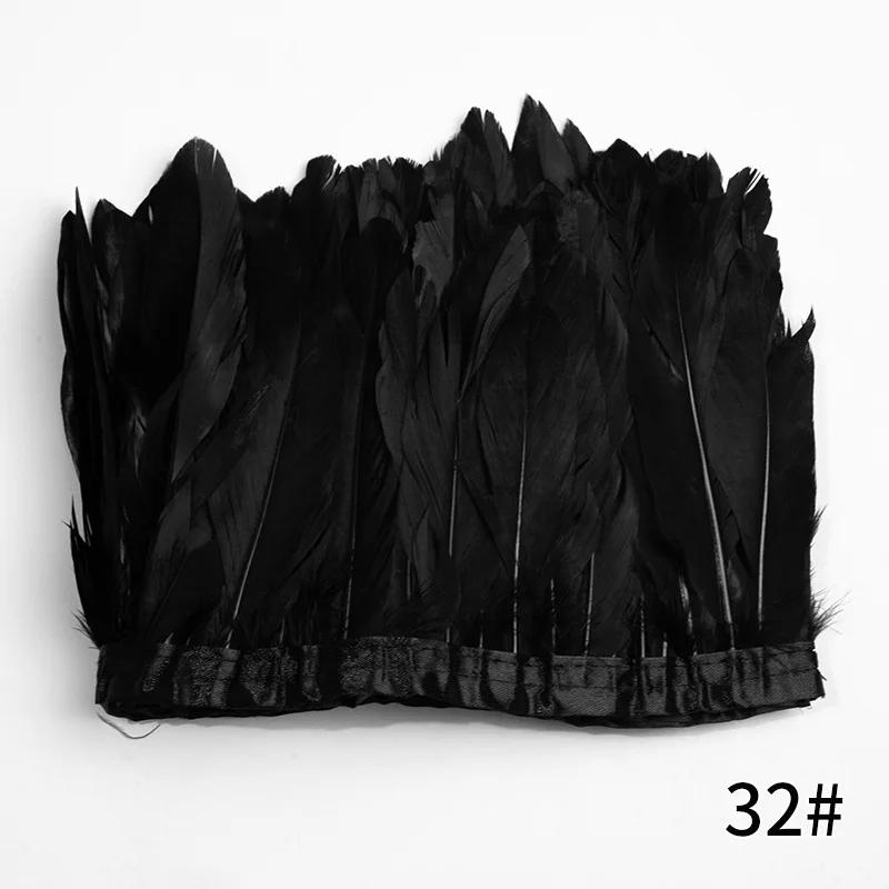 2M/Lot Real Geese Feather Fringe Ribbons Goose Feathers Trim Dyed for Dress Skirt Cloth Belt Decorative Clothing