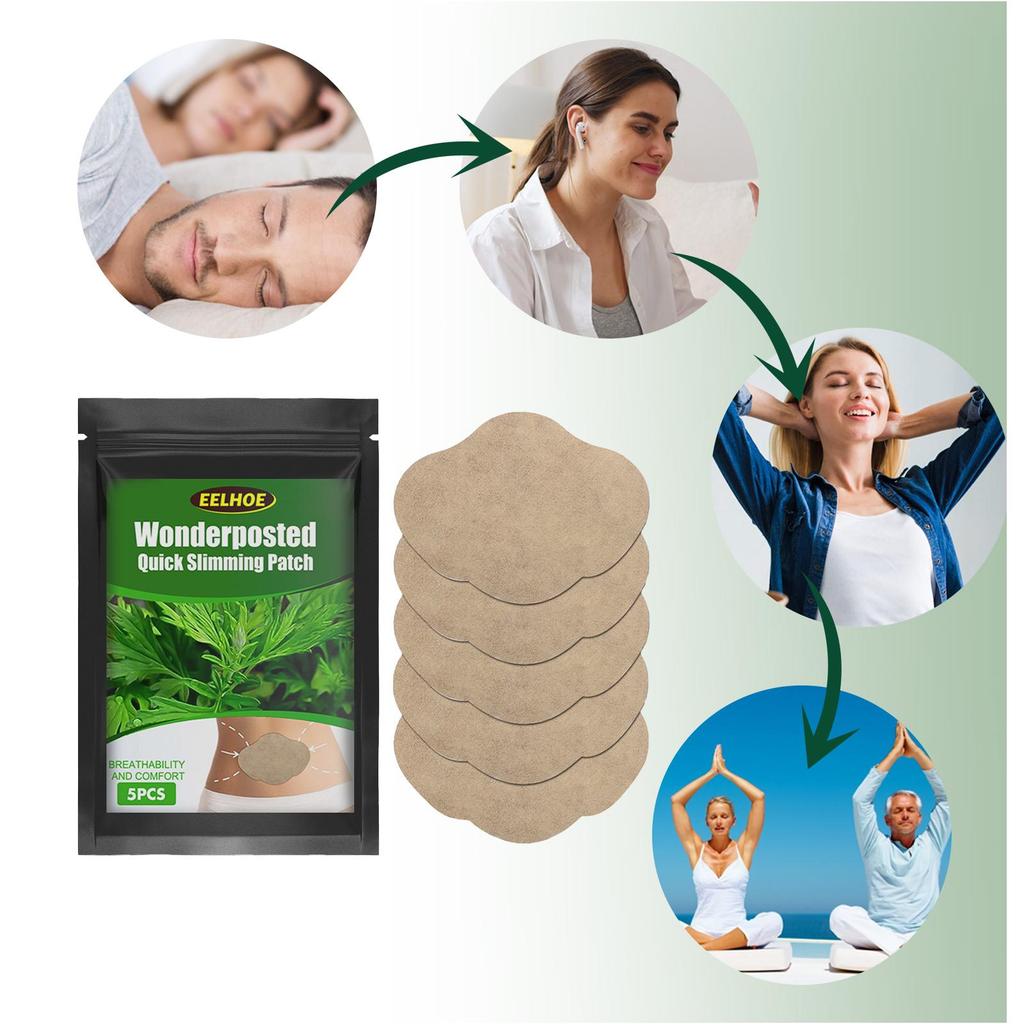 EELHOE Полынные пластыри для похудения и снижения веса (5шт) - Травяные пластыри для похудения, подтягивания и формирования живота/пупка