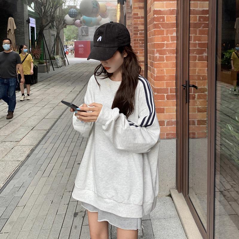 YYFS Women's Fashion Casual Stripe Print Fall Winter Long Sleeve O-Neck Pullovers & Long Sleeves