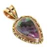 Ruby In Zoisite Lab-Created 925 Sterling Silver Gift Two Tone Pendant 1.50" l5R07