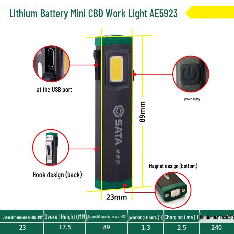 SATA AE5923 Mini COB Rechargeable Work Light
