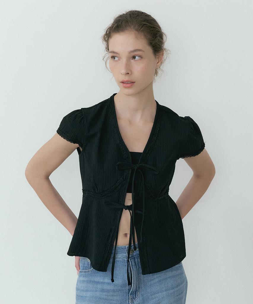 LUCIR ZU Havana Lace Blouse (Black)