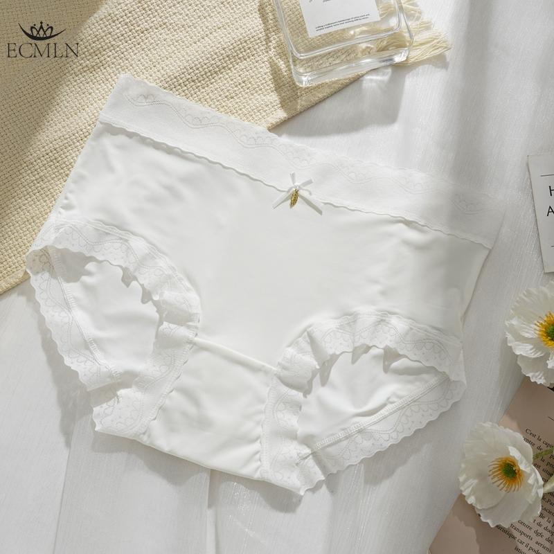 Ice Silk Panties for Women New Bow Seamless Mid-waist Underwear Summer Thin Breathable Pure Cotton Crotch Sexy Briefs