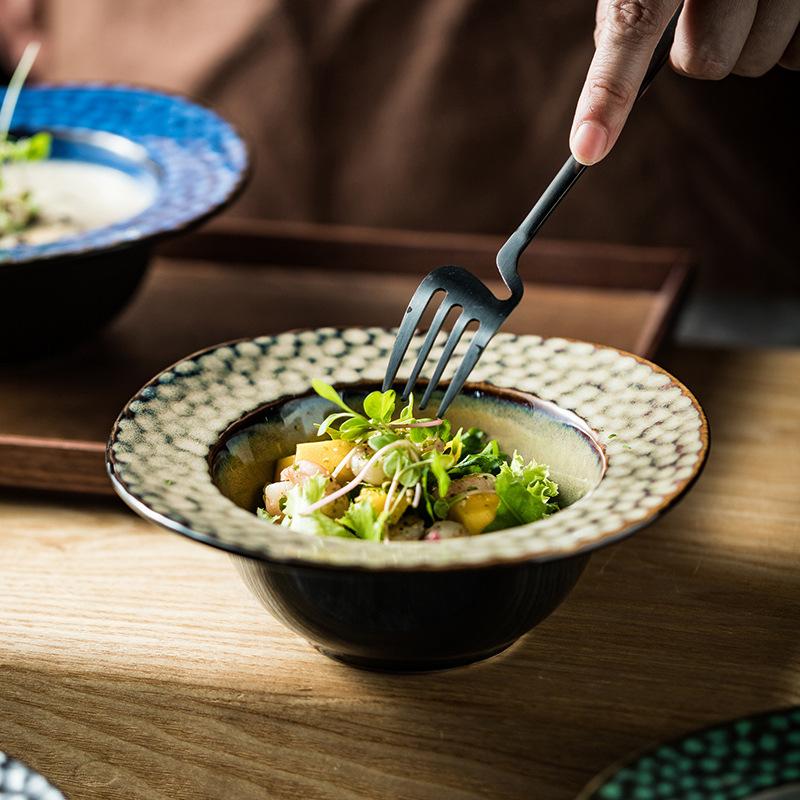 Обеденная тарелка в японском стиле для ресторана в западном стиле, для супа, глубокая керамическая тарелка в виде соты, блюдо для пасты, салатница
