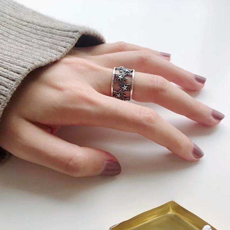 Student Gift Hollow Star Ring Carved Sun Moon Star Europe and America