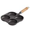 Cast Iron 4-Hole Breakfast Pan Eggs Dumplings Burgers Pancakes Non-Coated Skillet Compatible With Gas Induction Stove